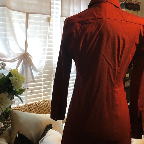 New York & Company Shirt Dress Long Sleeve Red - Picture 2 of 4
